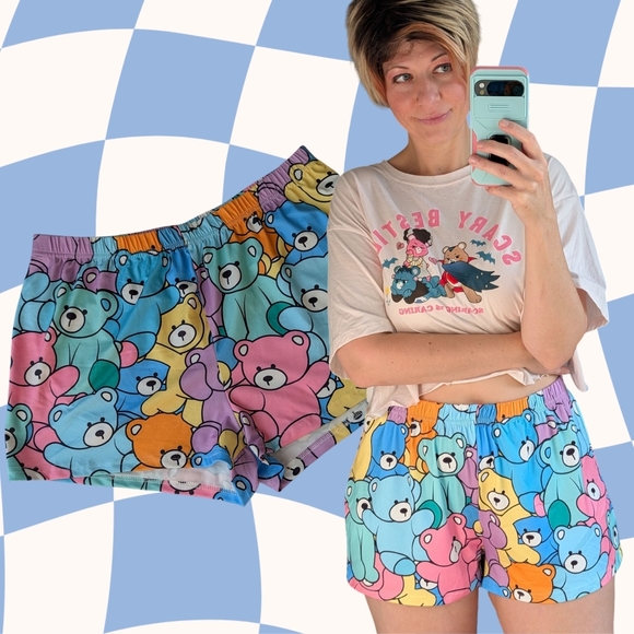 None Pants - Teddy Bear Shorts / Bear Lounge Shorts / Teddy Bear Pajama Shorts